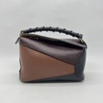 Loewe Puzzle Edge Small Braided Tricolors Black Prune Havana