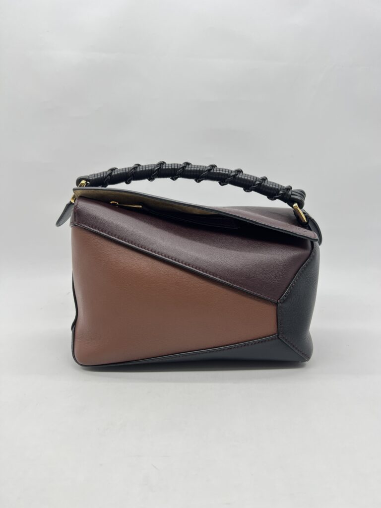 Loewe Puzzle Edge Small Braided Tricolors Black Prune Havana
