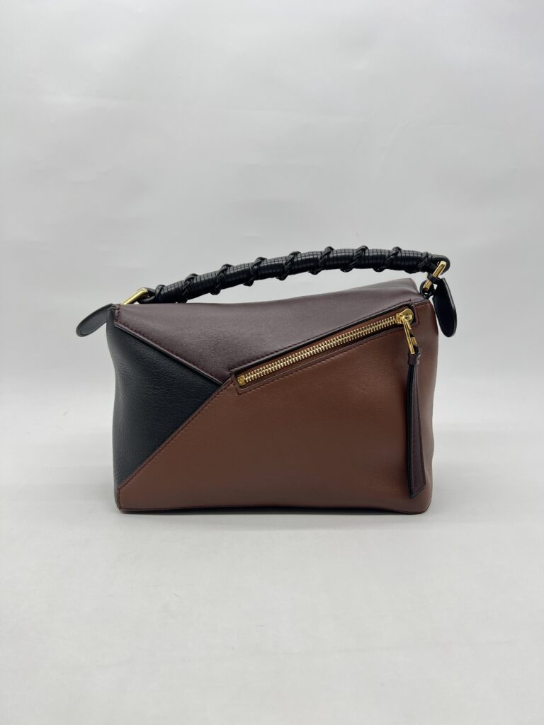 Loewe Puzzle Edge Small Braided Tricolors Black Prune Havana