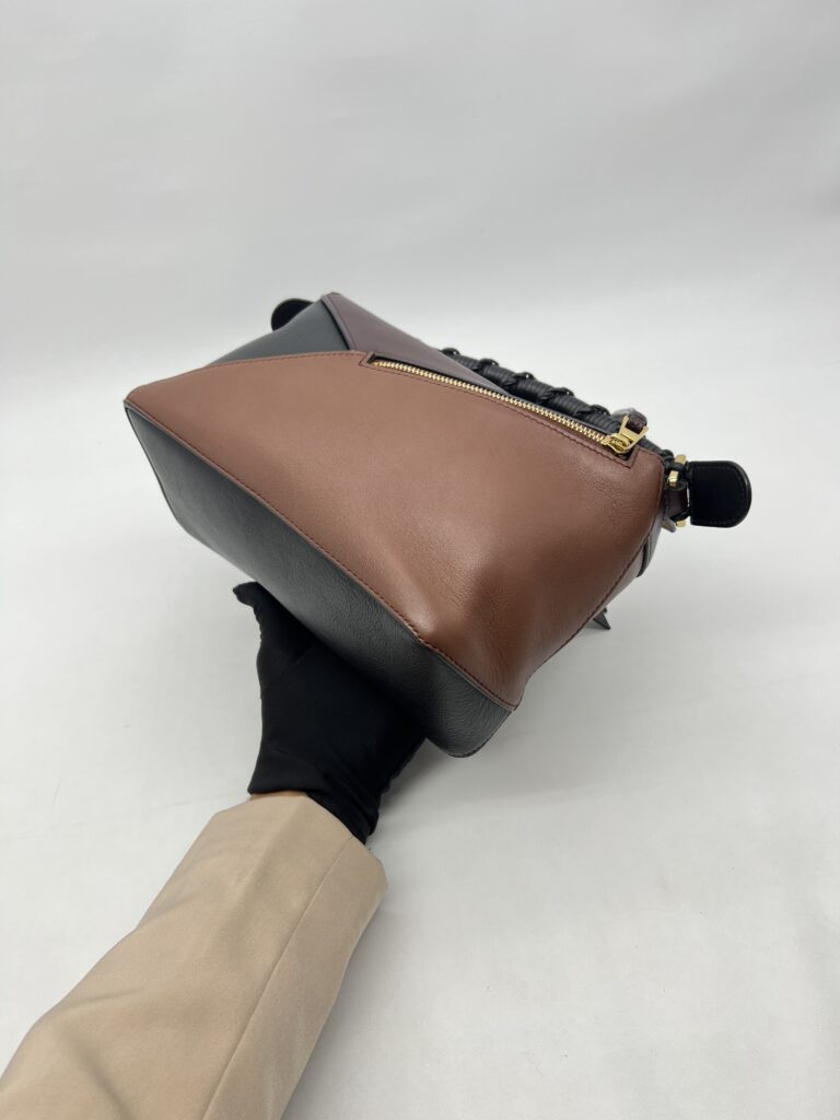 Loewe Puzzle Edge Small Braided Tricolors Black Prune Havana