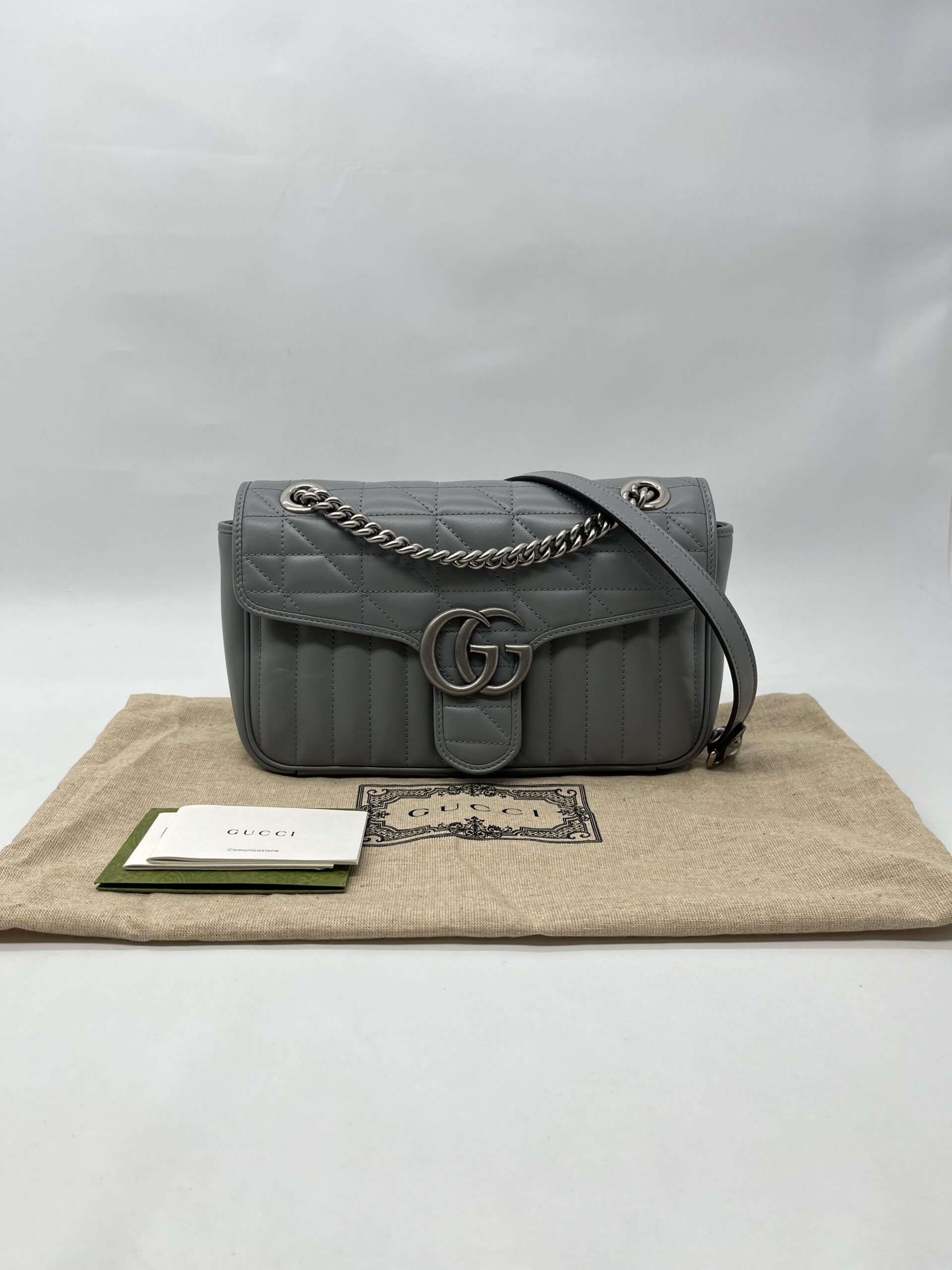Gucci Marmont Flap Small Geometric Grey SHW