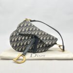 Dior Saddle Medium Canvas Blue Oblique GHW