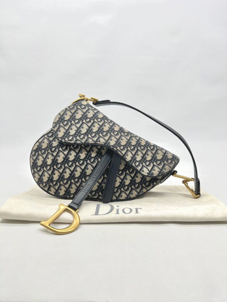 Dior Saddle Medium Canvas Blue Oblique GHW