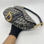 Dior Saddle Medium Canvas Blue Oblique GHW