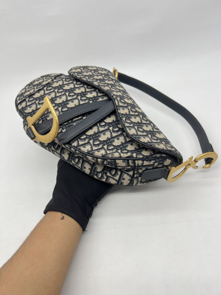 Dior Saddle Medium Canvas Blue Oblique GHW