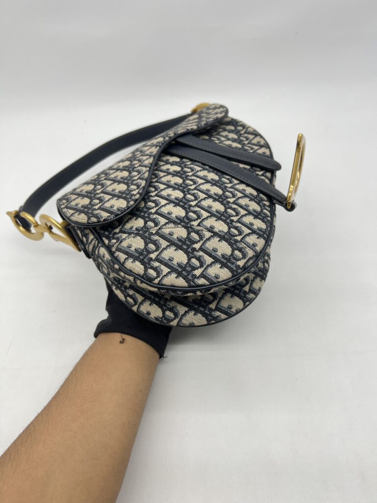 Dior Saddle Medium Canvas Blue Oblique GHW
