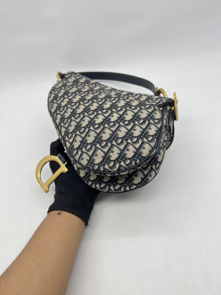 Dior Saddle Medium Canvas Blue Oblique GHW