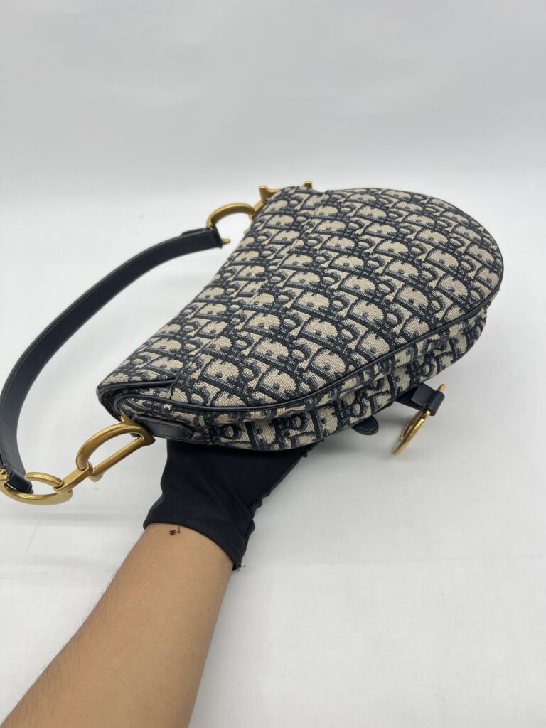 Dior Saddle Medium Canvas Blue Oblique GHW