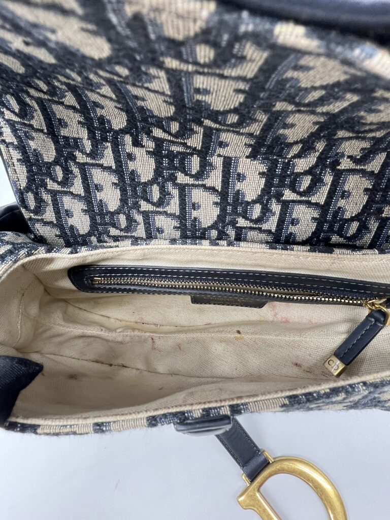 Dior Saddle Medium Canvas Blue Oblique GHW