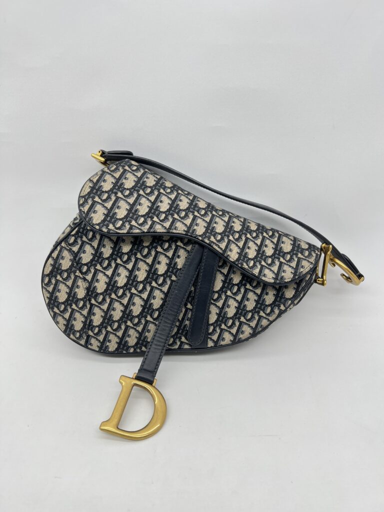 Dior Saddle Medium Canvas Blue Oblique GHW