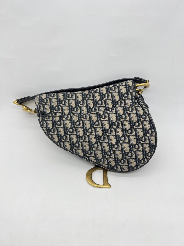 Dior Saddle Medium Canvas Blue Oblique GHW