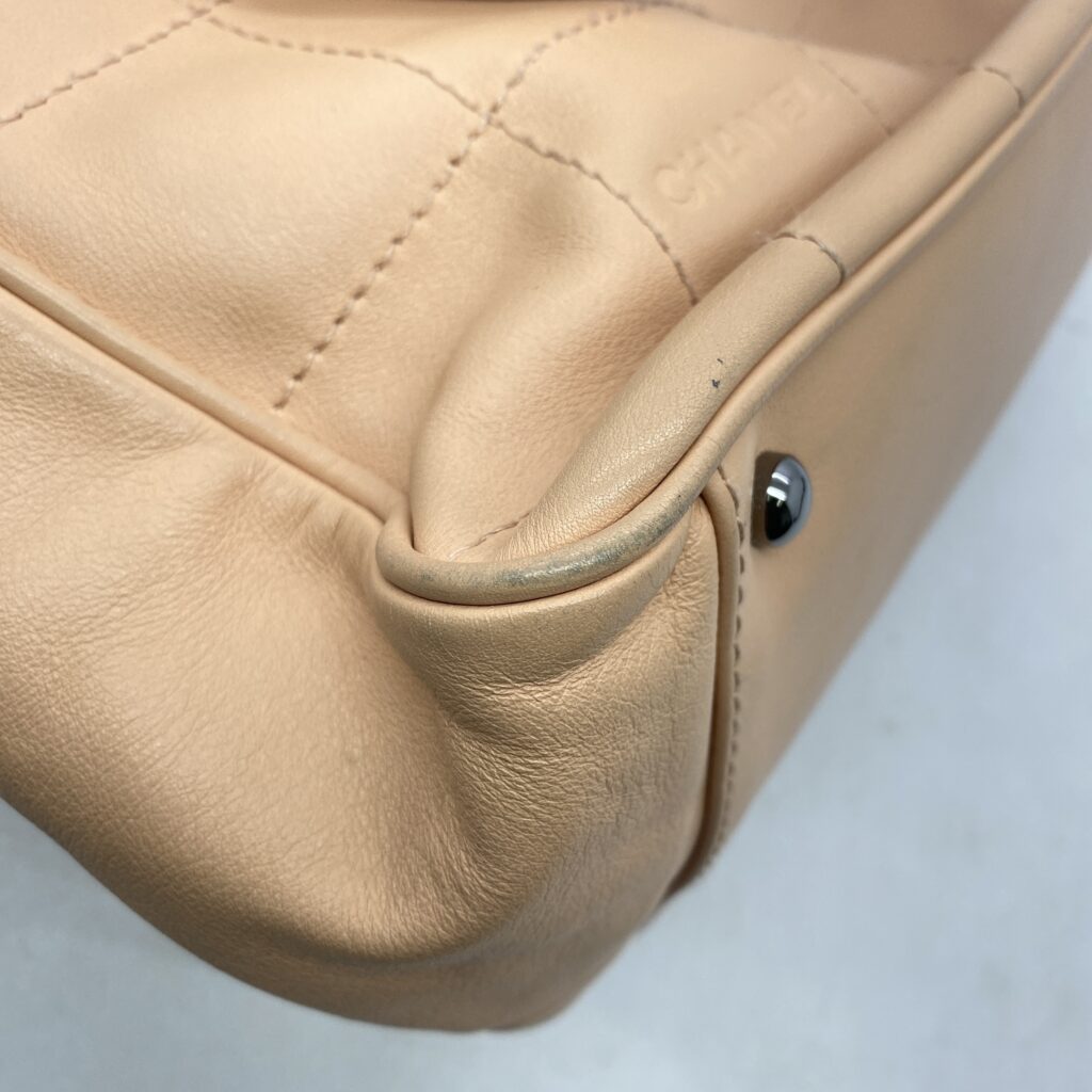 Chanel Square Stitch Tote Bag Pink Peach SHW