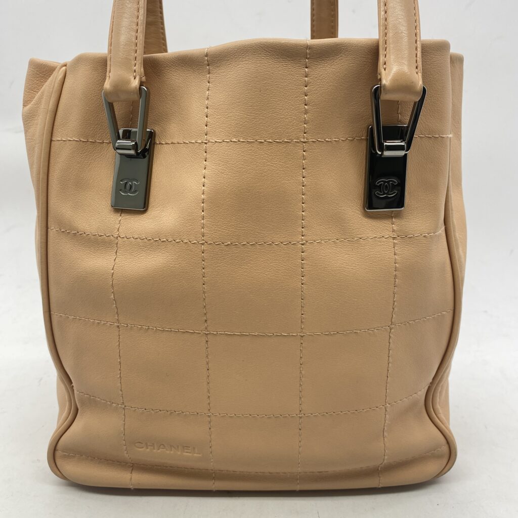 Chanel Square Stitch Tote Bag Pink Peach SHW