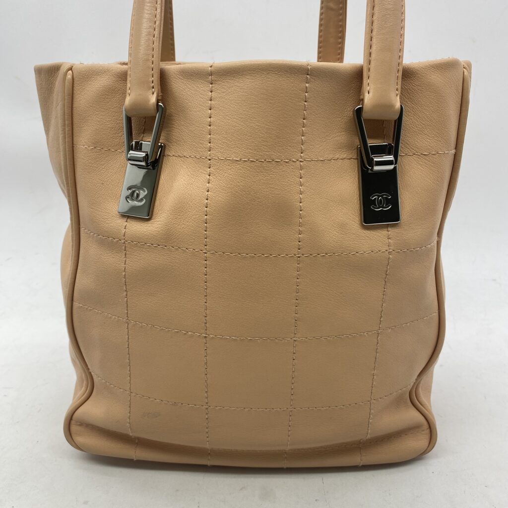 Chanel Square Stitch Tote Bag Pink Peach SHW
