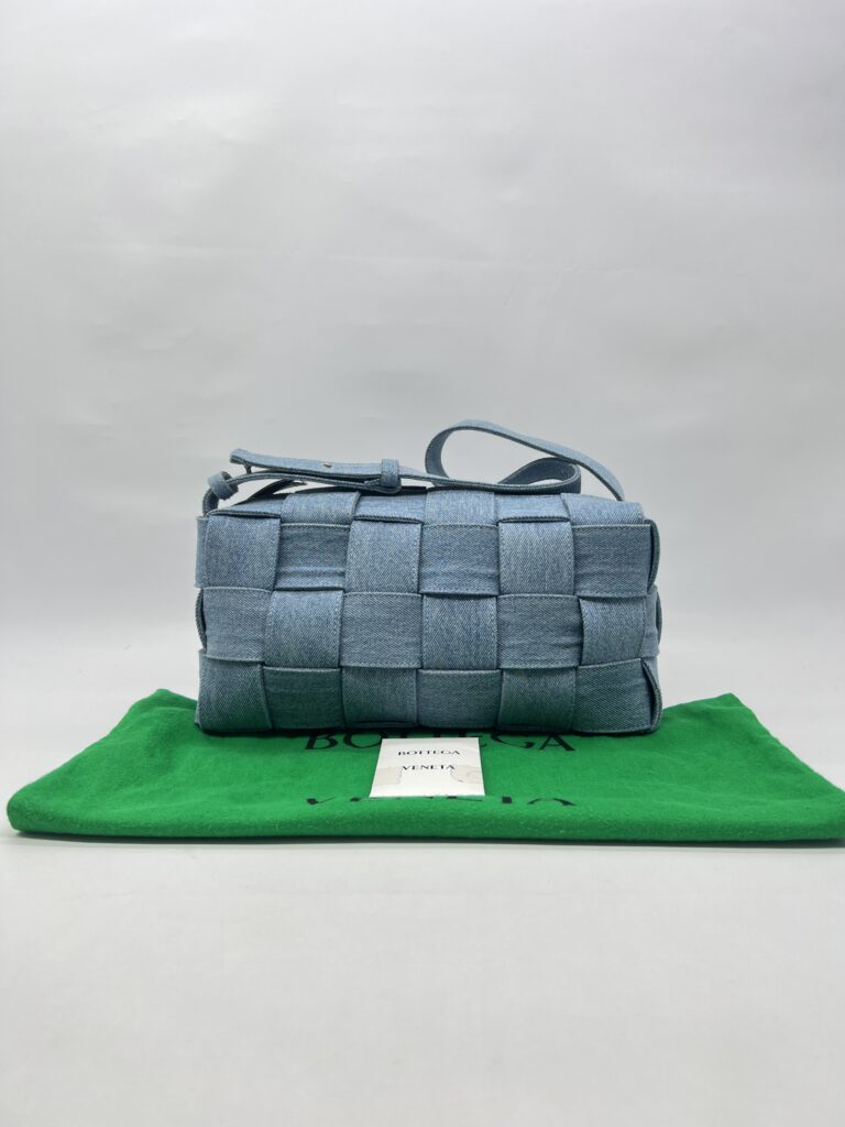 Bottega Veneta Brick Cassete Intrecciato Washed Denim SHW