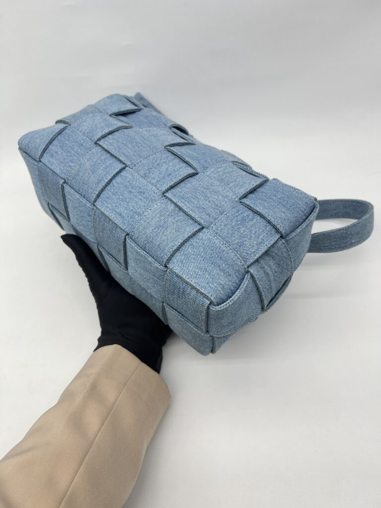 Bottega Veneta Brick Cassete Intrecciato Washed Denim SHW