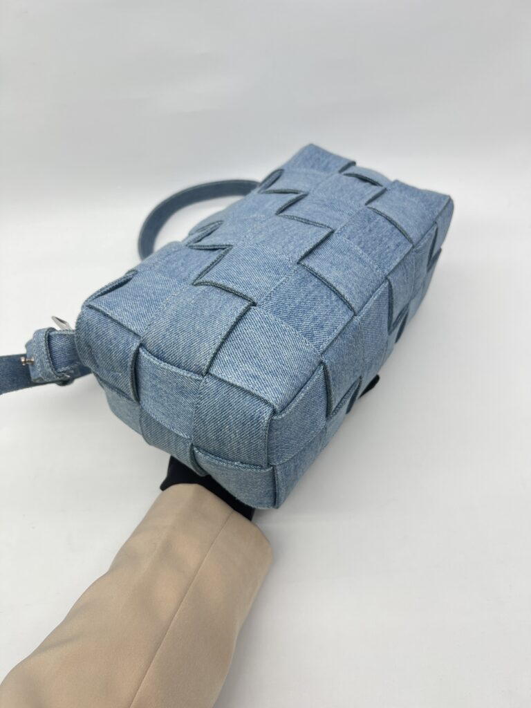 Bottega Veneta Brick Cassete Intrecciato Washed Denim SHW