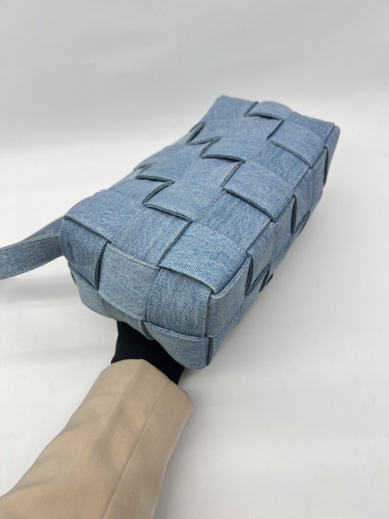 Bottega Veneta Brick Cassete Intrecciato Washed Denim SHW