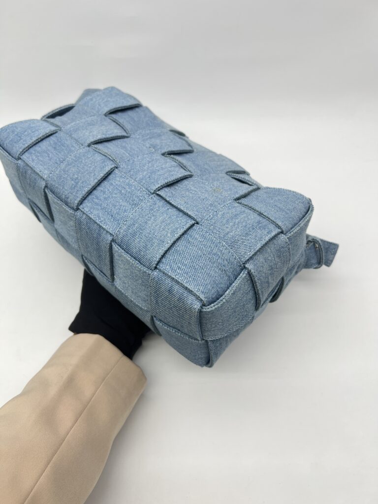 Bottega Veneta Brick Cassete Intrecciato Washed Denim SHW