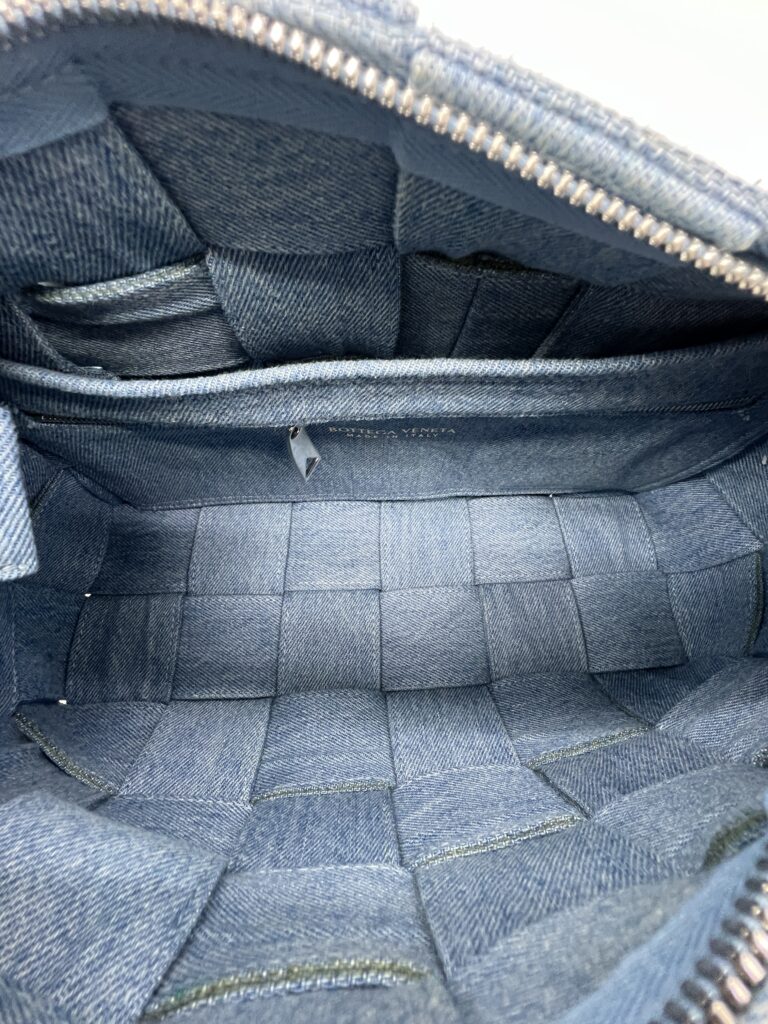 Bottega Veneta Brick Cassete Intrecciato Washed Denim SHW