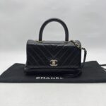 Chanel Small Coco Handle  Chevron Calfskin Black GHW