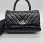 Chanel Small Coco Handle  Chevron Calfskin Black GHW