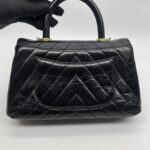 Chanel Small Coco Handle  Chevron Calfskin Black GHW