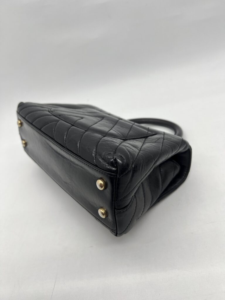 Chanel Small Coco Handle  Chevron Calfskin Black GHW