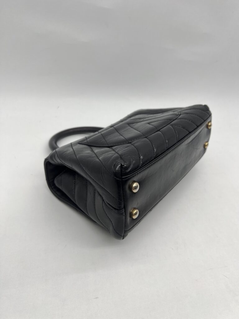Chanel Small Coco Handle  Chevron Calfskin Black GHW