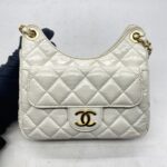 Chanel CC Hobo Shoulder Crinkled White GHW