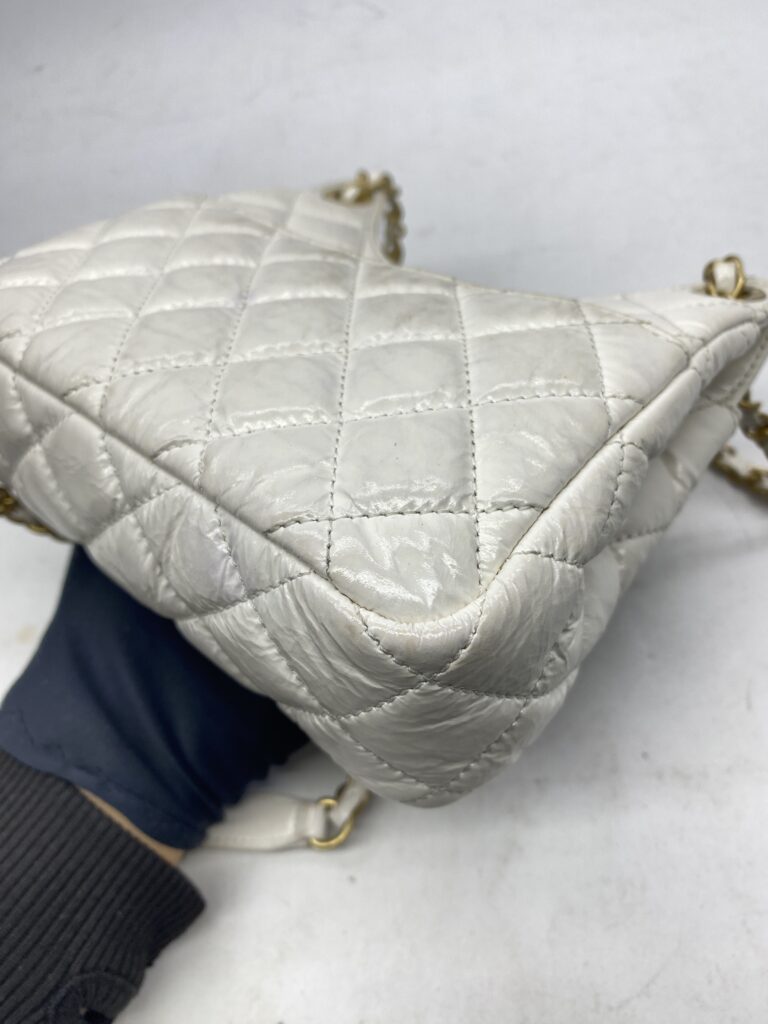 Chanel CC Hobo Shoulder Crinkled White GHW