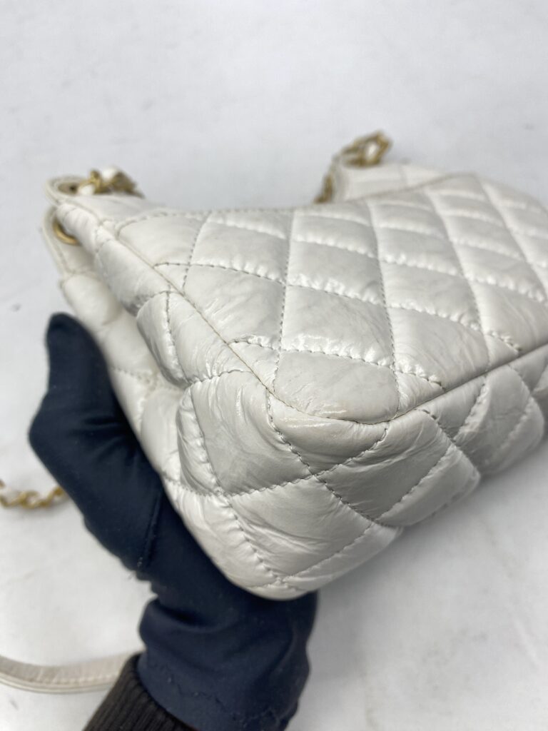 Chanel CC Hobo Shoulder Crinkled White GHW