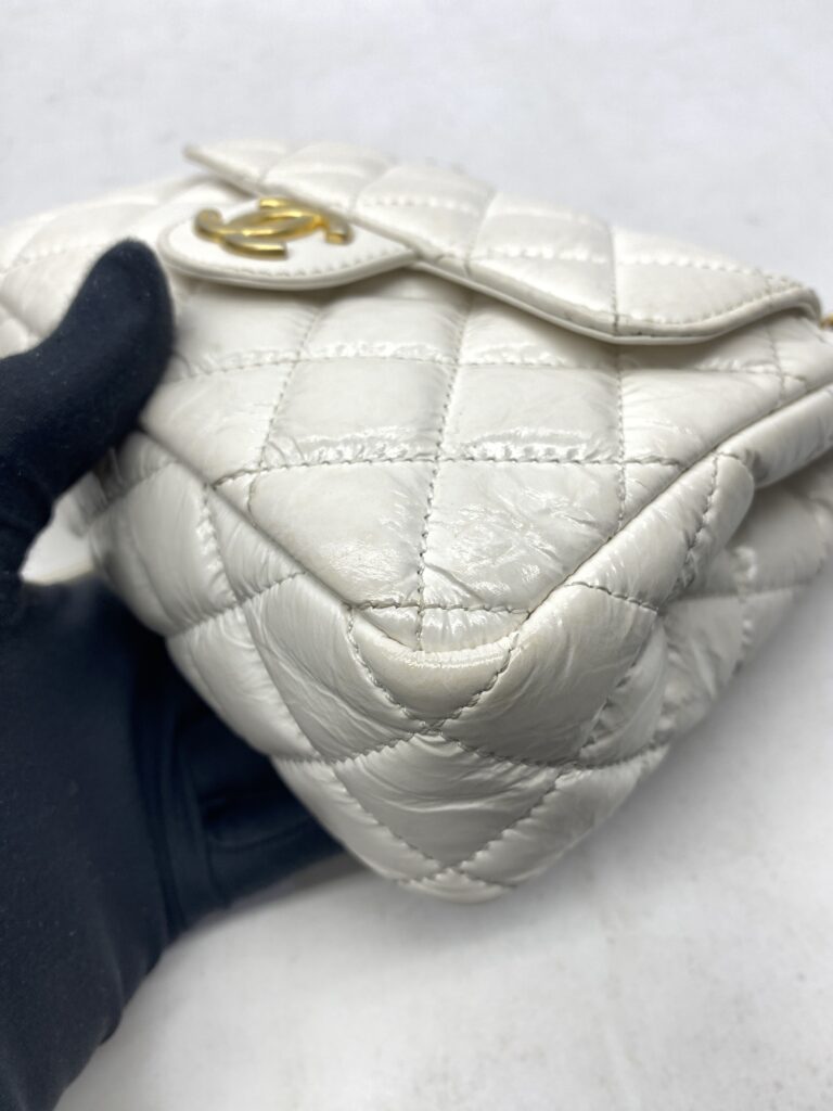 Chanel CC Hobo Shoulder Crinkled White GHW