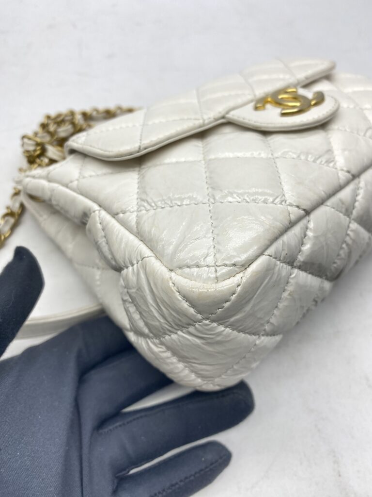 Chanel CC Hobo Shoulder Crinkled White GHW