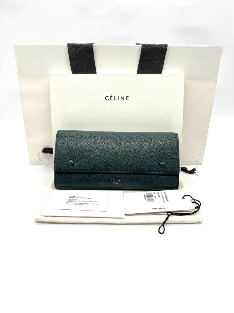 Celine Flap Wallet Dark Green