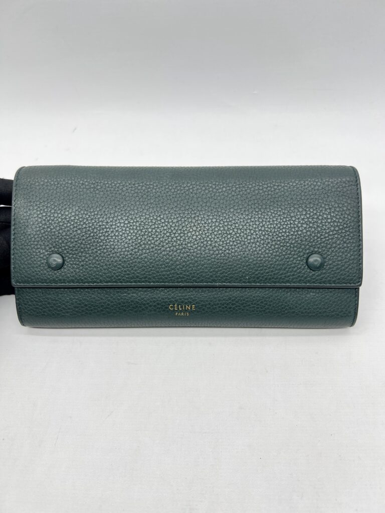 Celine Flap Wallet Dark Green