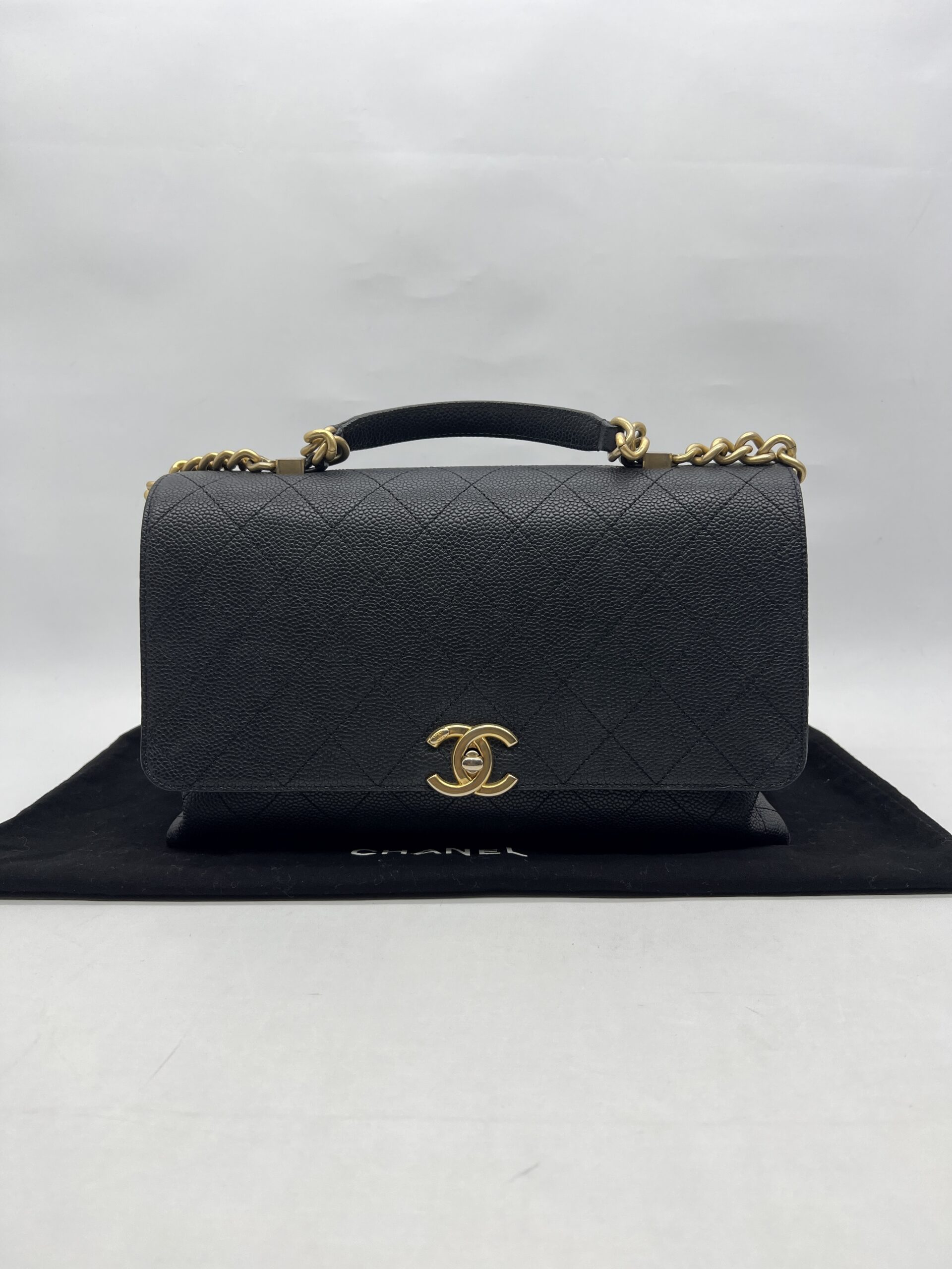 Chanel Flap Top Handle Caviar Black GHW