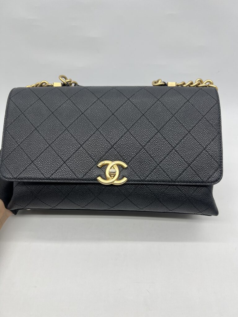 Chanel Flap Top Handle Caviar Black GHW