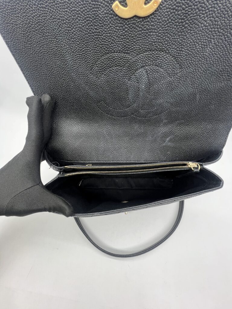 Chanel Flap Top Handle Caviar Black GHW