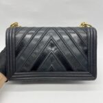 Chanel Boy 28 Chevron Black GHW