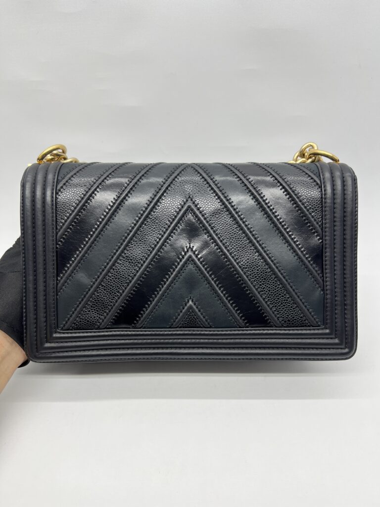 Chanel Boy 28 Chevron Black GHW