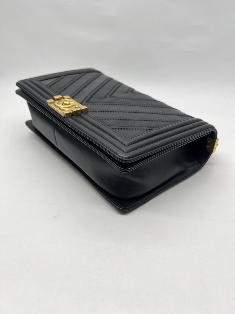 Chanel Boy 28 Chevron Black GHW