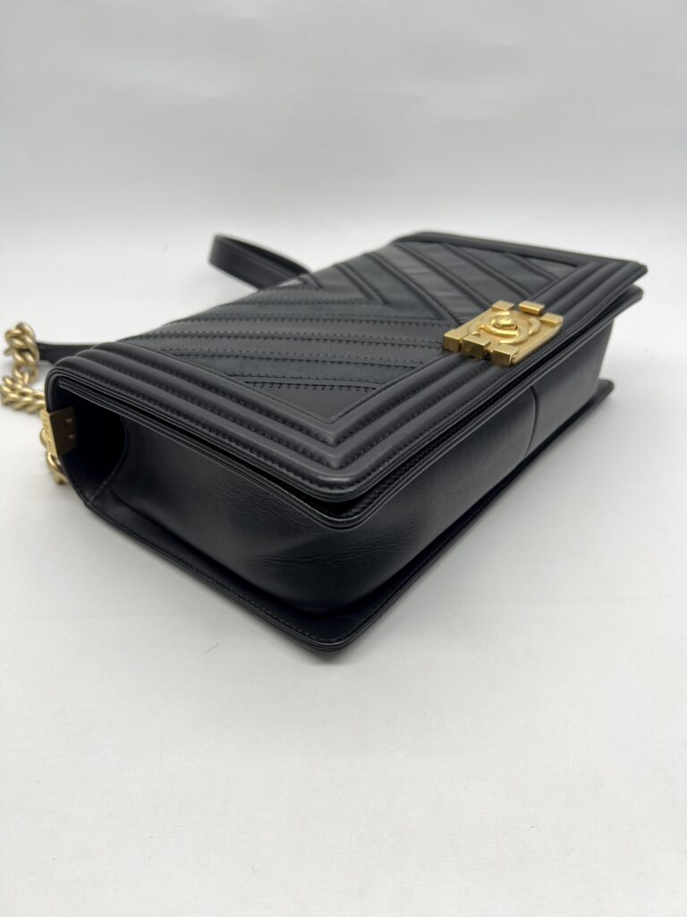 Chanel Boy 28 Chevron Black GHW