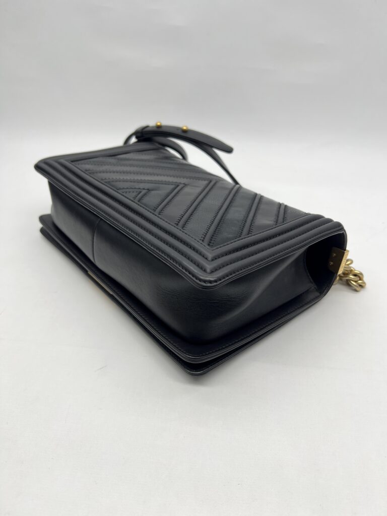 Chanel Boy 28 Chevron Black GHW