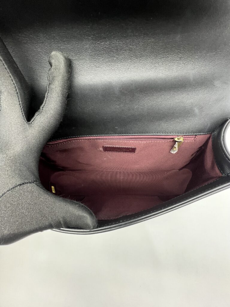 Chanel Boy 28 Chevron Black GHW