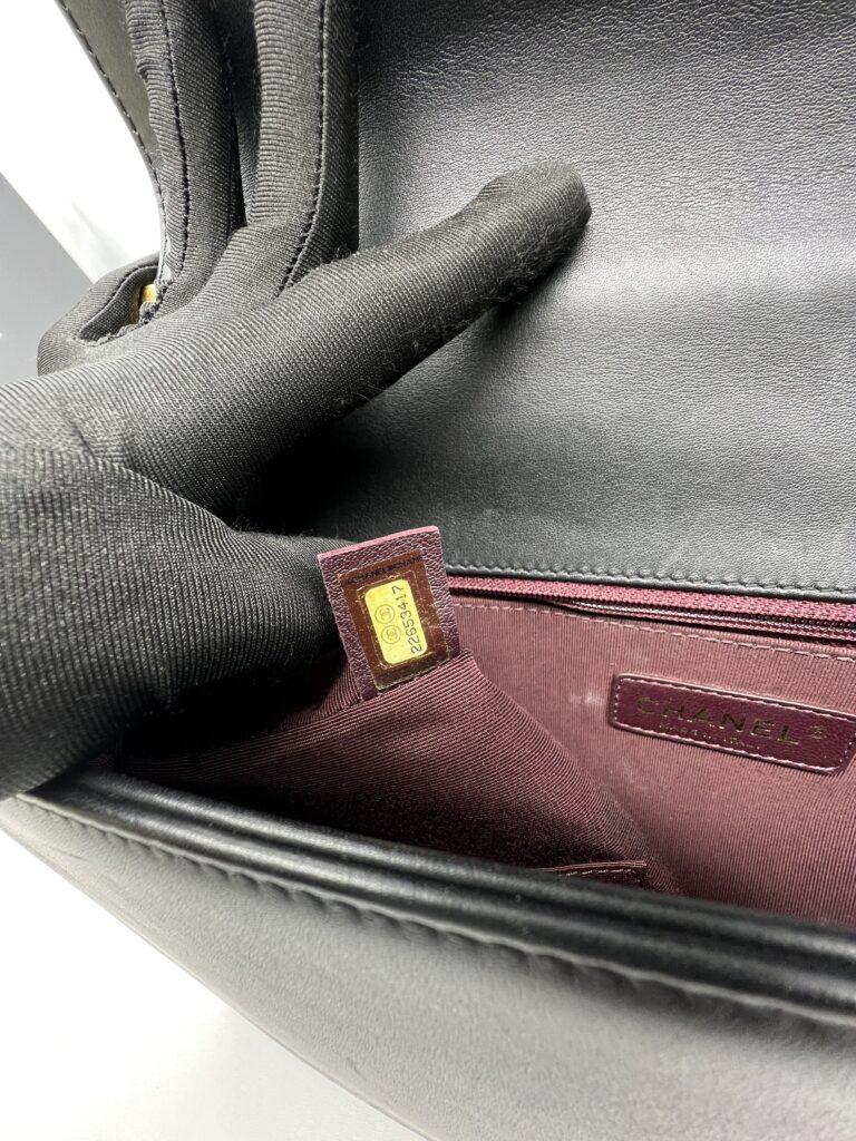 Chanel Boy 28 Chevron Black GHW