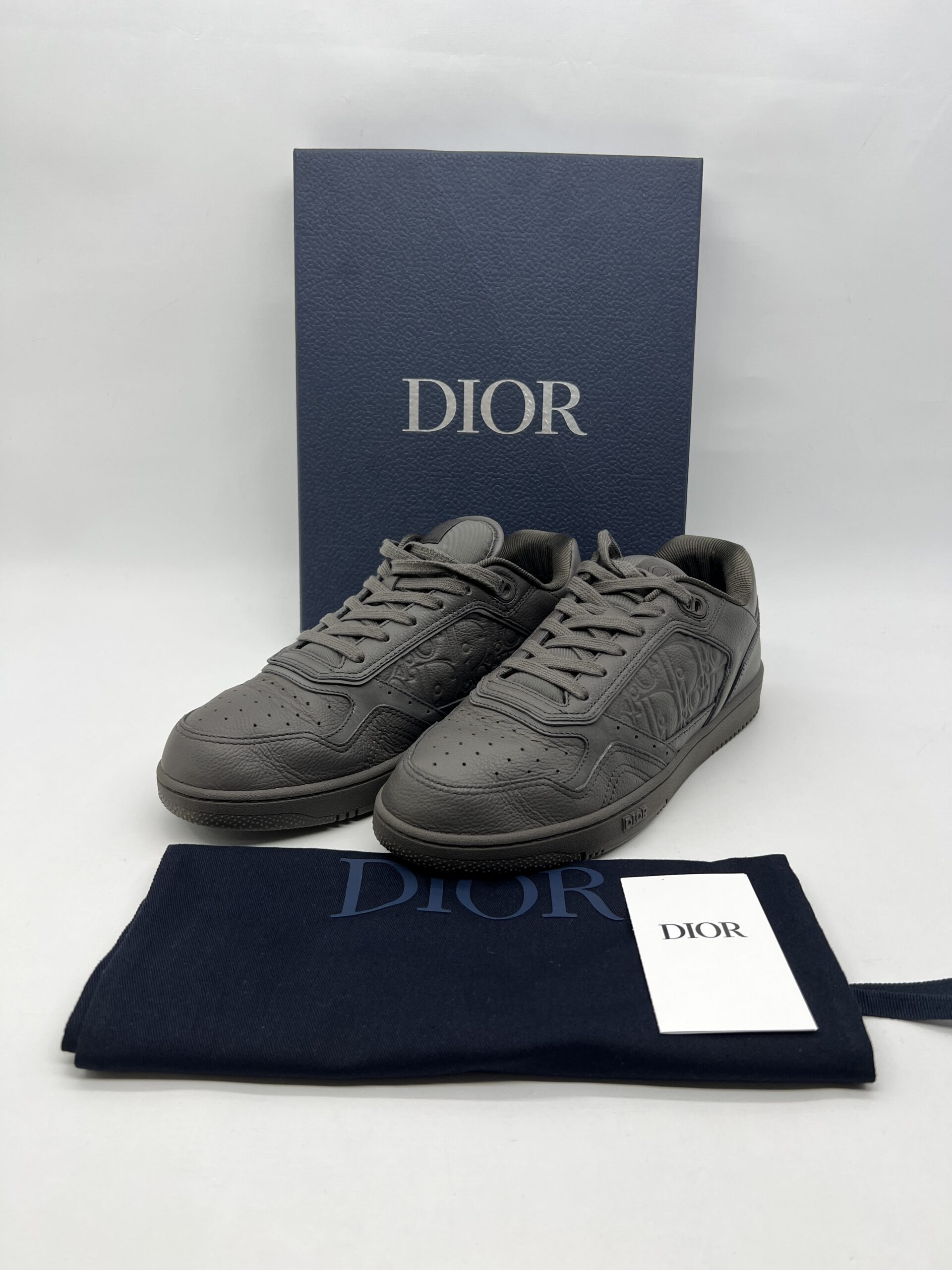 Dior B27 Uptown Low Top Grained Calfskin Gray