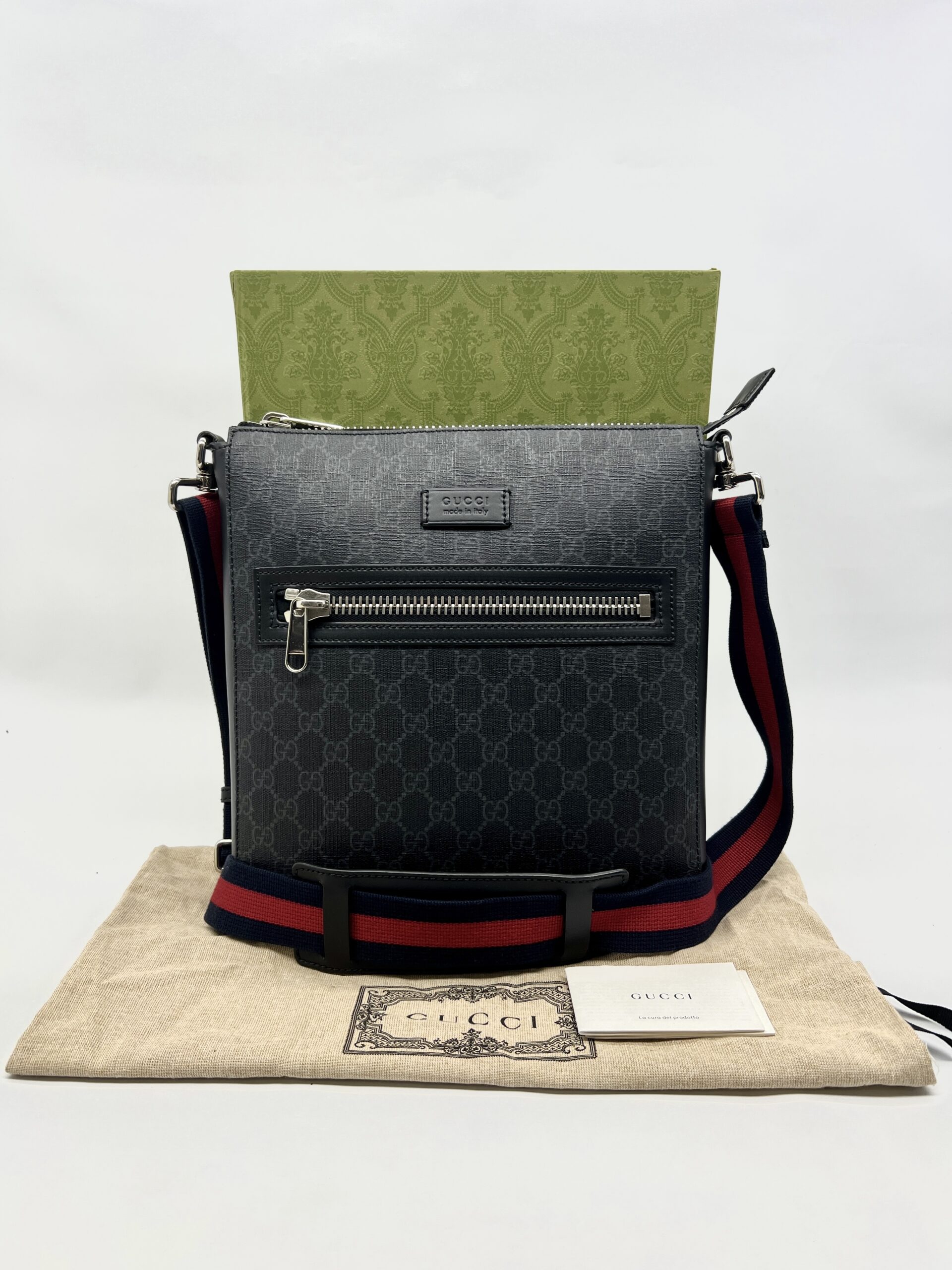 Gucci Courrier Messenger Zip GG Supreme Black SHW