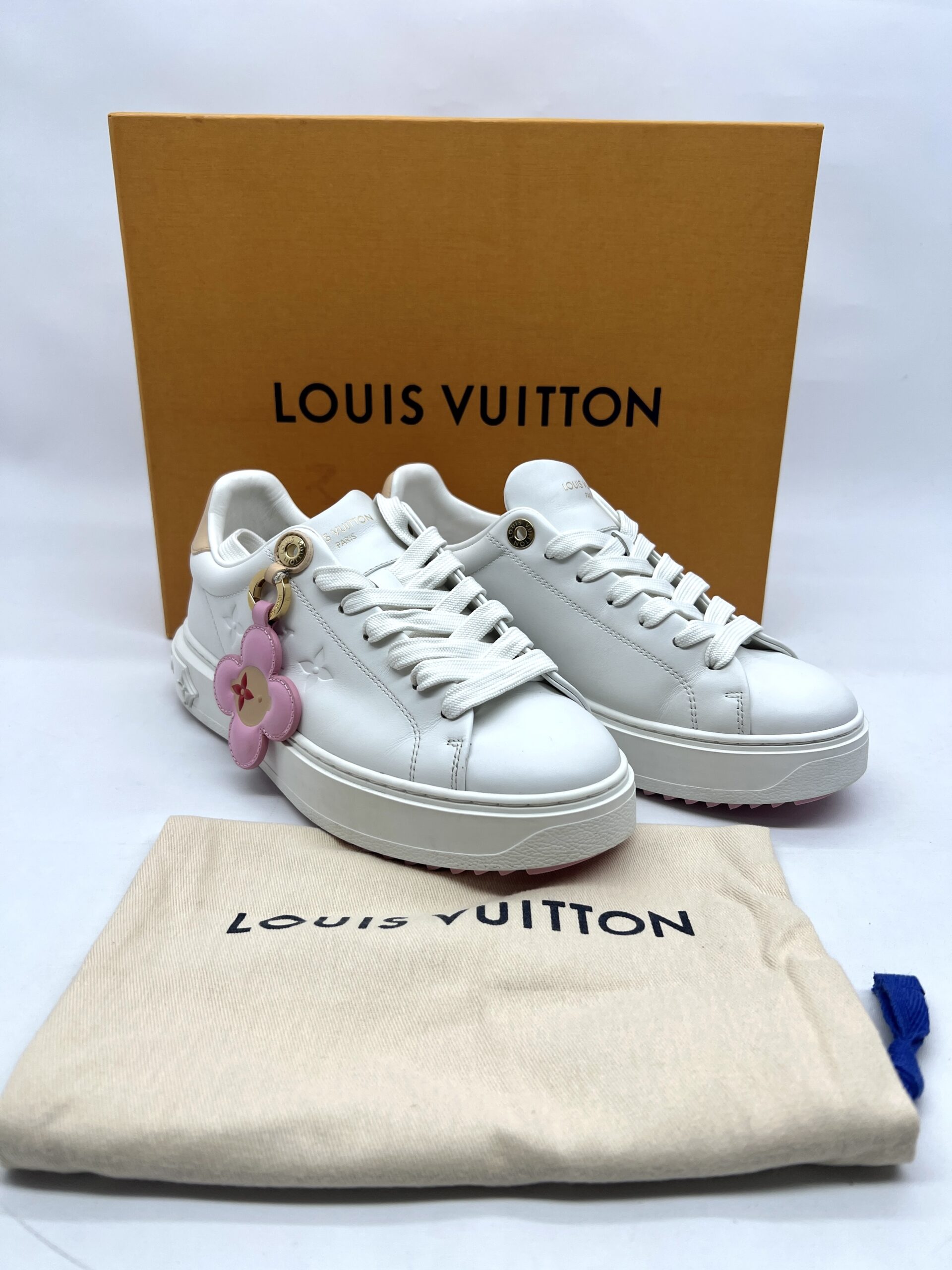 Louis Vuitton Time Out Sneakers White Pink Charm