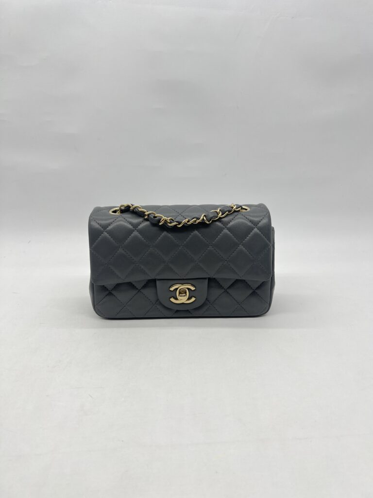 Chanel Mini Rectangel Classic Lambskin Grey GHW